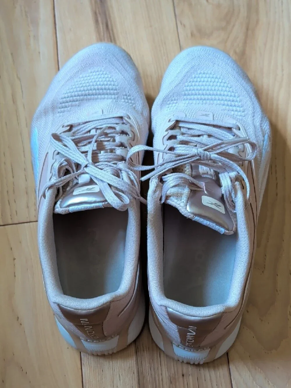 Reebok Light Beige Knit Lace-Up Sneakers